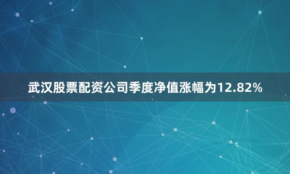 武汉股票配资公司季度净值涨幅为12.82%